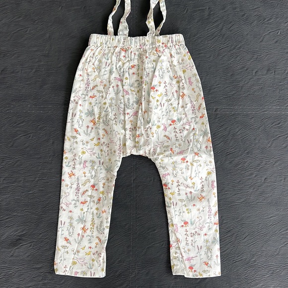 Oliver London Girls Pants Overall Suspenders (like Zara) - cream w print - 1-2yr - Picture 4 of 6
